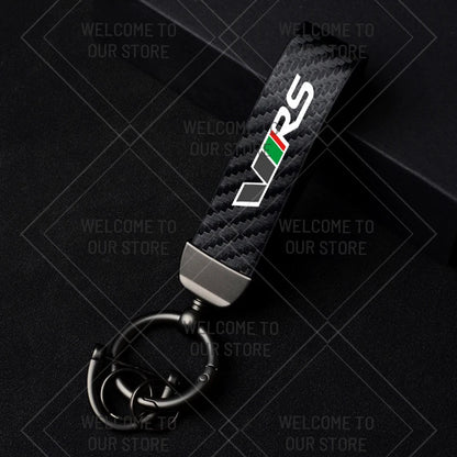 Skoda VRS Carbon Fiber Keychain | Car Emblem Key Ring for Citigo Kodiaq Yeti Rapid Fabia