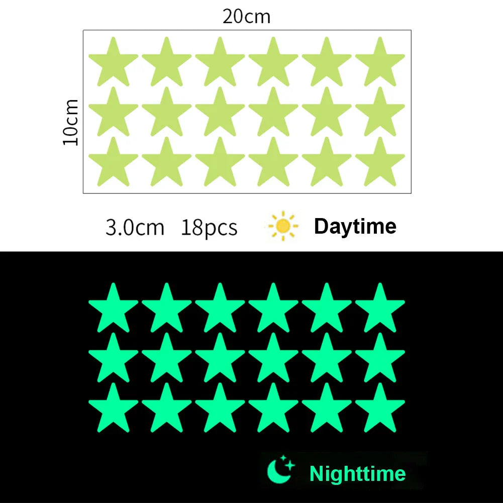 Glow In The Dark 3D Star Wall Stickers | Creative Luminous Room Decor