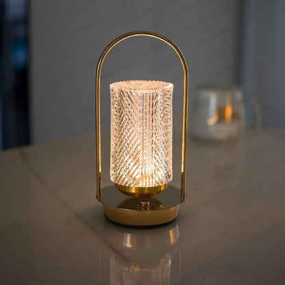Wireless Crystal LED Table Lamp – Rechargeable Touch Night Light for Bedroom Bar
