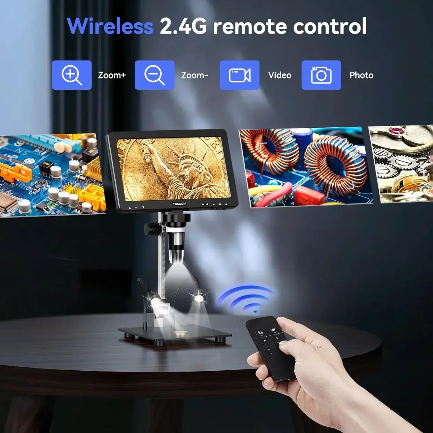 HDMI Digital Microscope 1500X 10.1 Inch IPS LCD Coin Soldering Camera