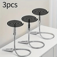 3pcs Stainless Steel Portable Vertical Mosquito Coil Holder Stand | Adjustable Dual Alligator Clips, Anti-Tilt Design