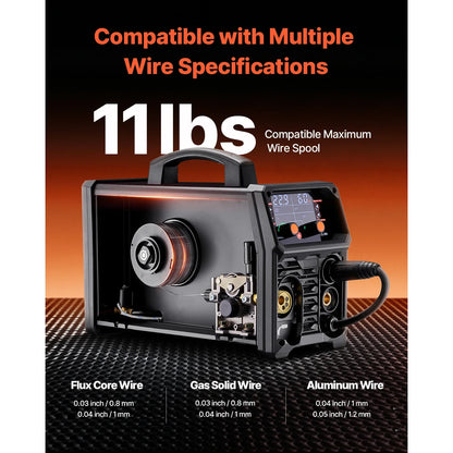 SucceBuy 5-in-1 MIG Welder 200Amp Multi-Process MIG TIG Stick Welding Machine LCD