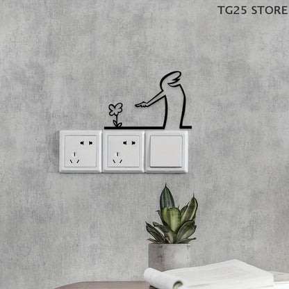 Line Figure Metal Poster for Living Room | Modern Switch Sticker Wall Art