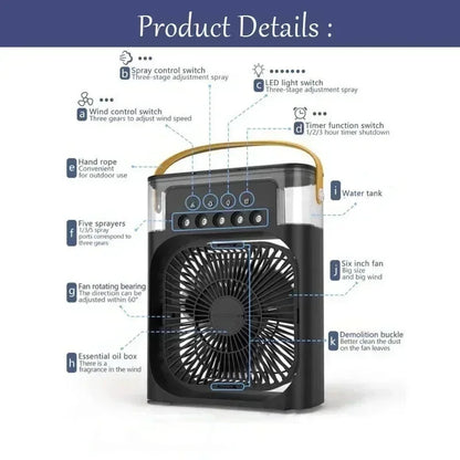 Compact Air Cooler | 3-in-1 Evaporative Cooler Fan with Adjustable Speeds | USB Powered for Personal Comfort