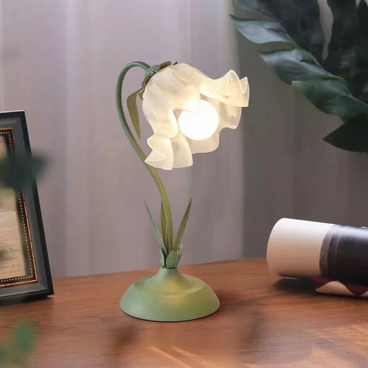 Vintage Floral LED Table Lamp Three Speed Touch Bedside Night Light Decor