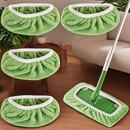 2 colors optional. 4 high-quality reusable mop pads: washable, durable, for dry & wet use, highly absorbent.
