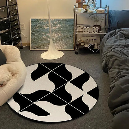 Tapis rond VIKAMA Record Music Cd Tapis de sol pour chaise de jeu Chambre décorée Salon Grande surface Tapis antidérapant