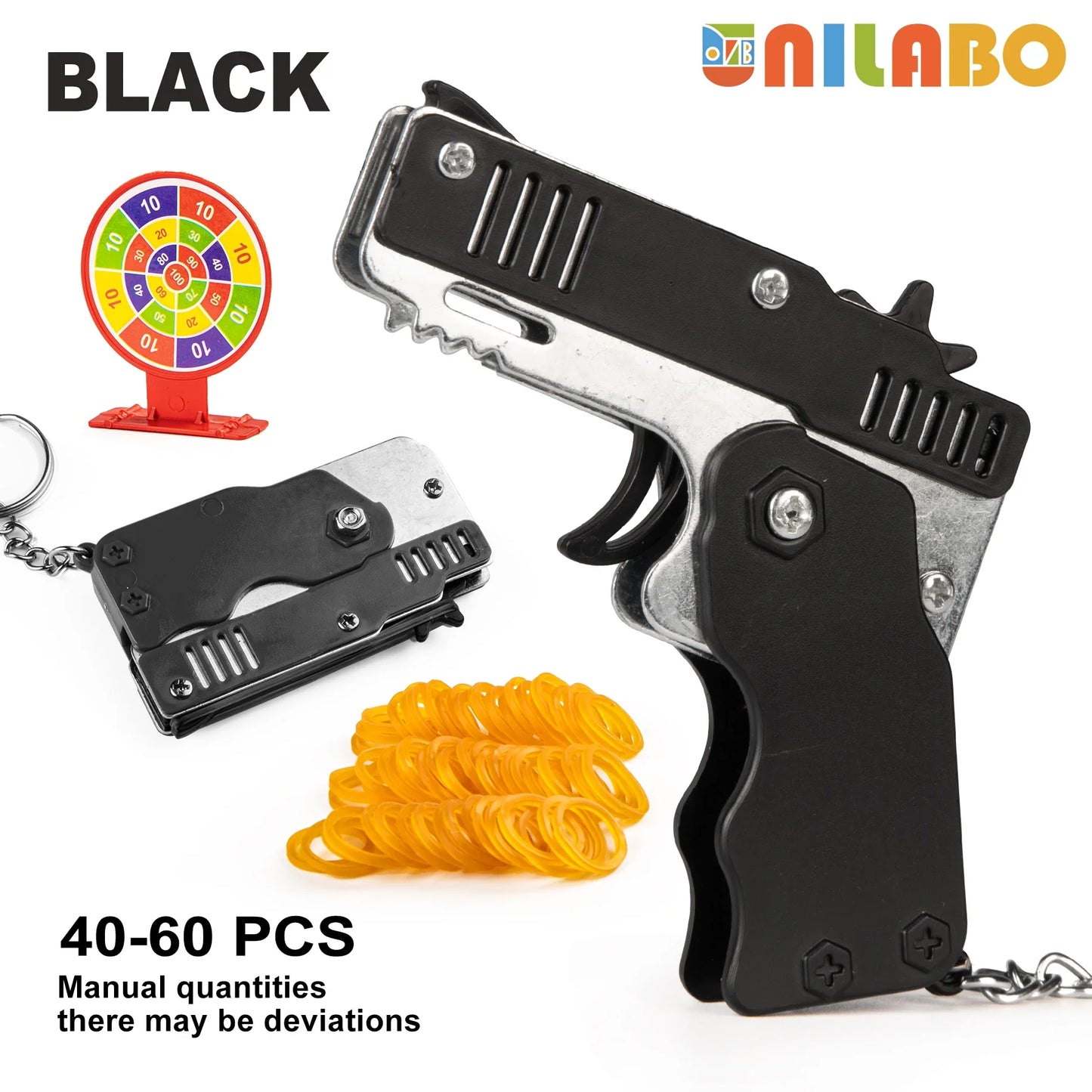 Mini Alloy Foldable Rubber Band Gun Keychain | Quick Shooting Toy