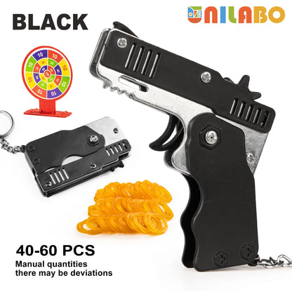 Mini Alloy Foldable Rubber Band Gun Keychain | Quick Shooting Toy