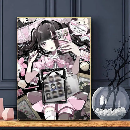 Cartel bonito de anime J-Jirai Kei, impresión artística de pared, impermeable, para hogar, sala de estar, dormitorio, bar, decoración estética