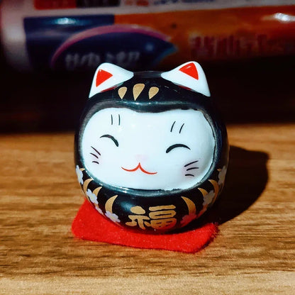 Cerámica Japonesa Daruma Artesanía Gato de la Suerte de Dibujos Animados Adorno de la Fortuna Paisaje Accesorios de Decoración del Hogar Regalos Decoración de la Sala de Estar