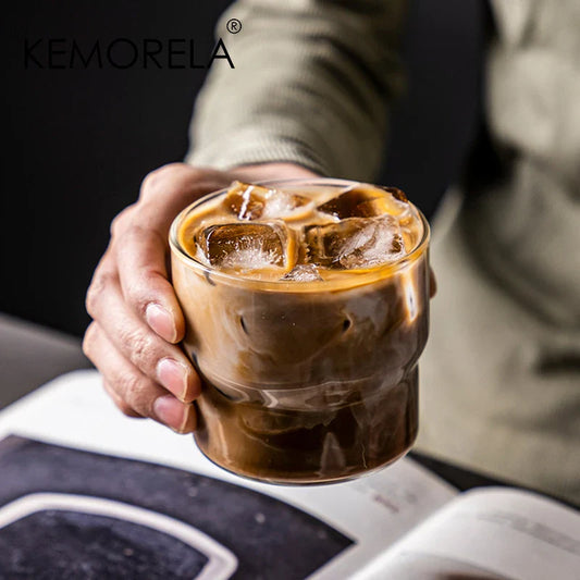1 Taza de Café y Batido de Vidrio de Estilo Creativo, Resistente al Calor, Vaso Transparente para Whisky, Cerveza, Frutas y Agua con Burbujas