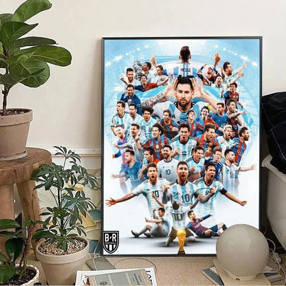Clásico, Deportes - Rionel Messi - Fútbol, Arte de pared, Póster lienzo, Decoración para sala de estar y dormitorio, Arte de pared de estadio
