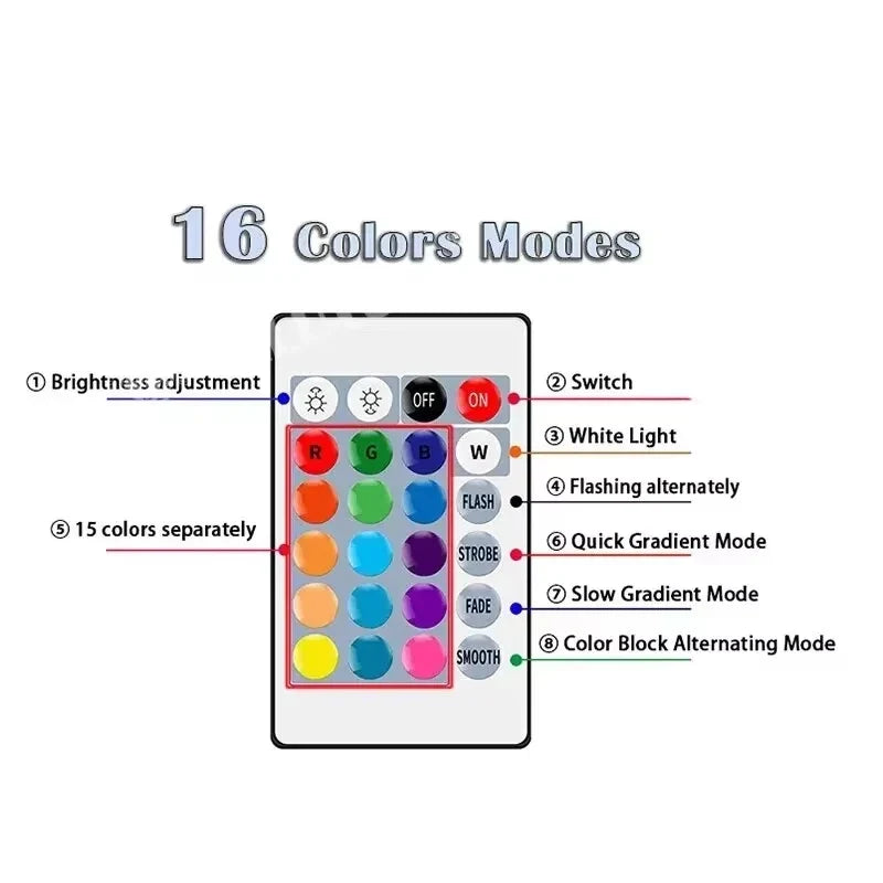 RGB LED Light Bulb E27 Remote Control Dimmable 16 Color Smart Lamp