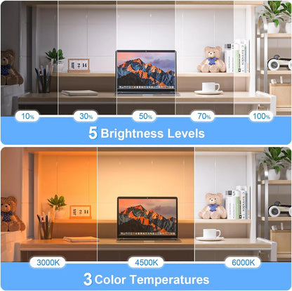 Rechargeable Dimmable Night Light with 3-Color LED Cabinet Lighting
