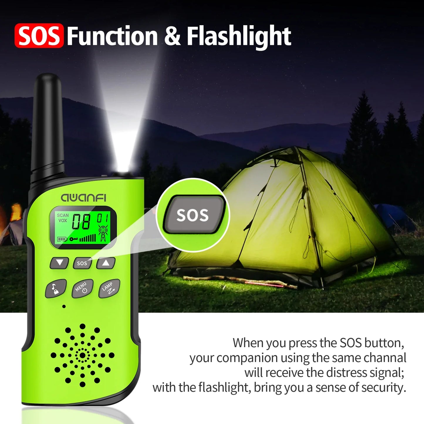 Rechargeable Walkie Talkies 4 Pack Long Range Kids Radios USB C Camping
