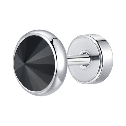 Stainless Steel Men’s Earrings | 8mm Multi-Faceted Screw Back Stud