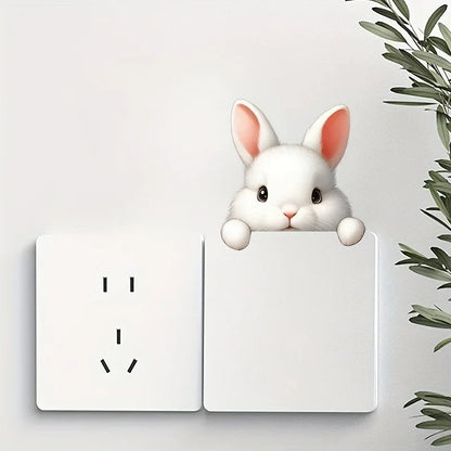 Cute Rabbit Light Switch Phone Wall Stickers | DIY Cartoon Animal PVC Decals