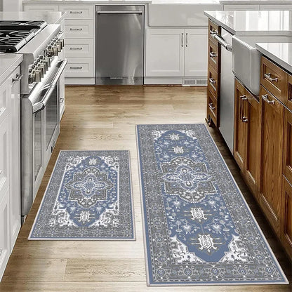 VIKAMA1/2PCS Tapis de sol de cuisine bohèmes antidérapants lavables Tapis de porte de salle de bain Tapis de sol de couloir Tapis de décoration intérieure