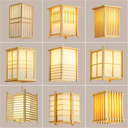 Solid Wooden Pendant Light For Livingroom Dining Room Kitchen Homestay Japan Style Suspension Hanging Lamp Art Decoration E27