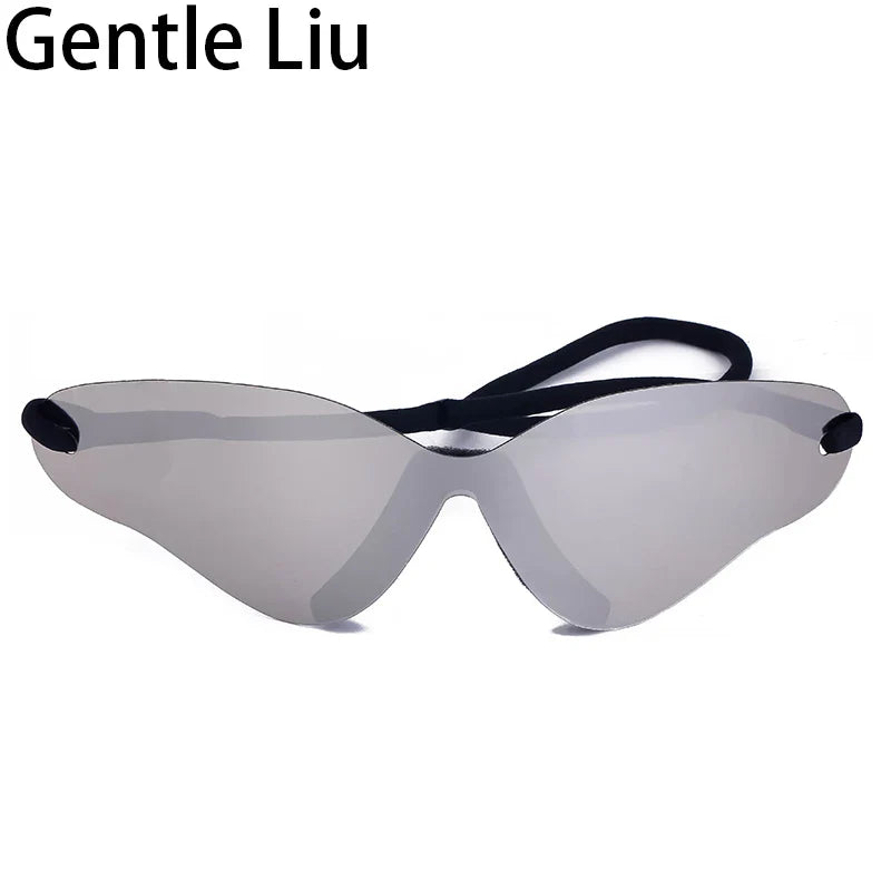 Oversized Punk Rimless Sunglasses | Y2K UV400 Mirror Lens Shades