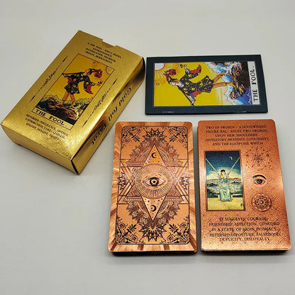 New Version Plastic Tarot Rider Waite Waterproof Gold Foil Tarot Deck With Nice PVC Package Prediction Cards Game