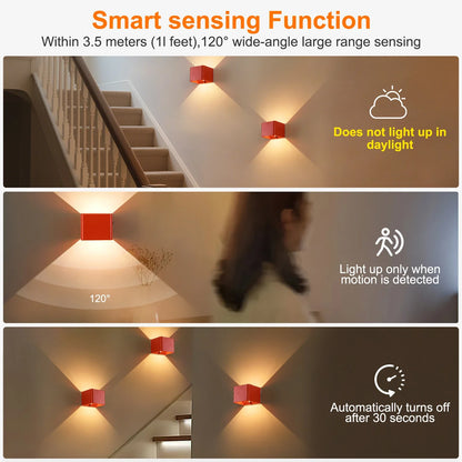 Battery Operated LED Wall Light Motion Sensor Remote Rechargeable Bedroom