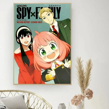 Lienzo clásico retro, anime "Spy X Family", póster impreso en HD, pintura decorativa para el hogar, sala de estar, dormitorio