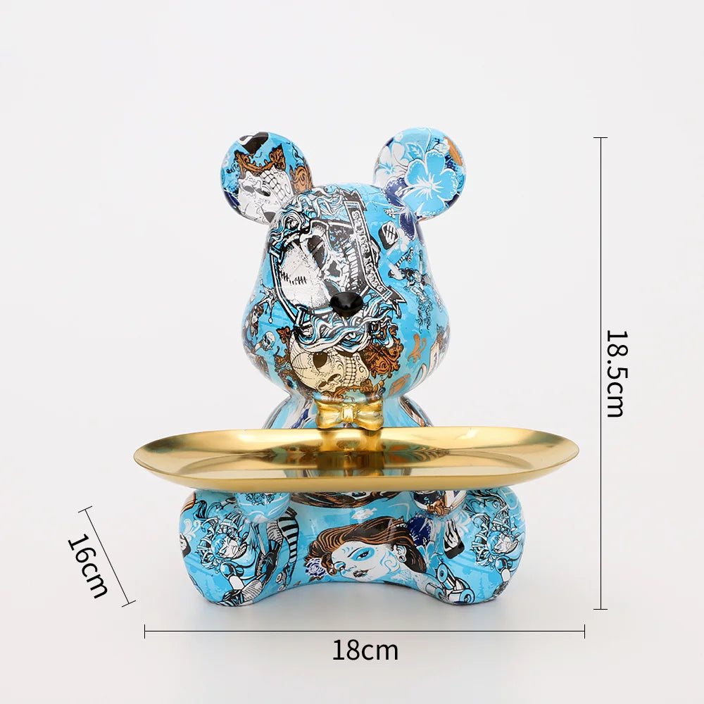 2025 Nouvelle Figurine Ours Graffiti Décoration Maison Statue Animal Étagère Rangement Clés Sculpture Moderne Décoration Table Statues Cadeau