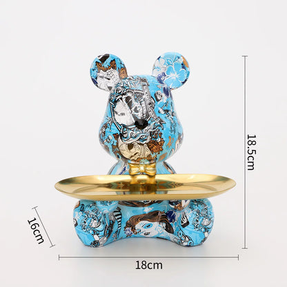 2025 Nouvelle Figurine Ours Graffiti Décoration Maison Statue Animal Étagère Rangement Clés Sculpture Moderne Décoration Table Statues Cadeau