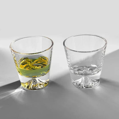 Japanese Style Fuji Glass, Whiskey Glass, Crystal Glass, Edo Glass Gift Box, Snow Mountain  Japanese Sake