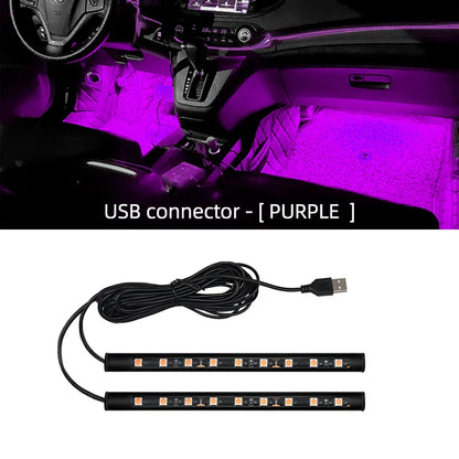 LED Car Ambient Foot Light | USB 5V Auto Interior Atmosphere Neon Lamp