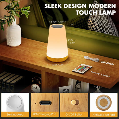 RGB Color Changing Night Light Touch Dimmable USB Rechargeable Lamp for Bedside