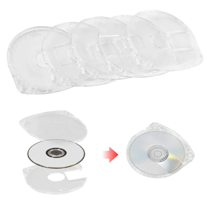5Pcs Transparent PSP Game Disc Replacement Shells | Protective UMD Case Covers