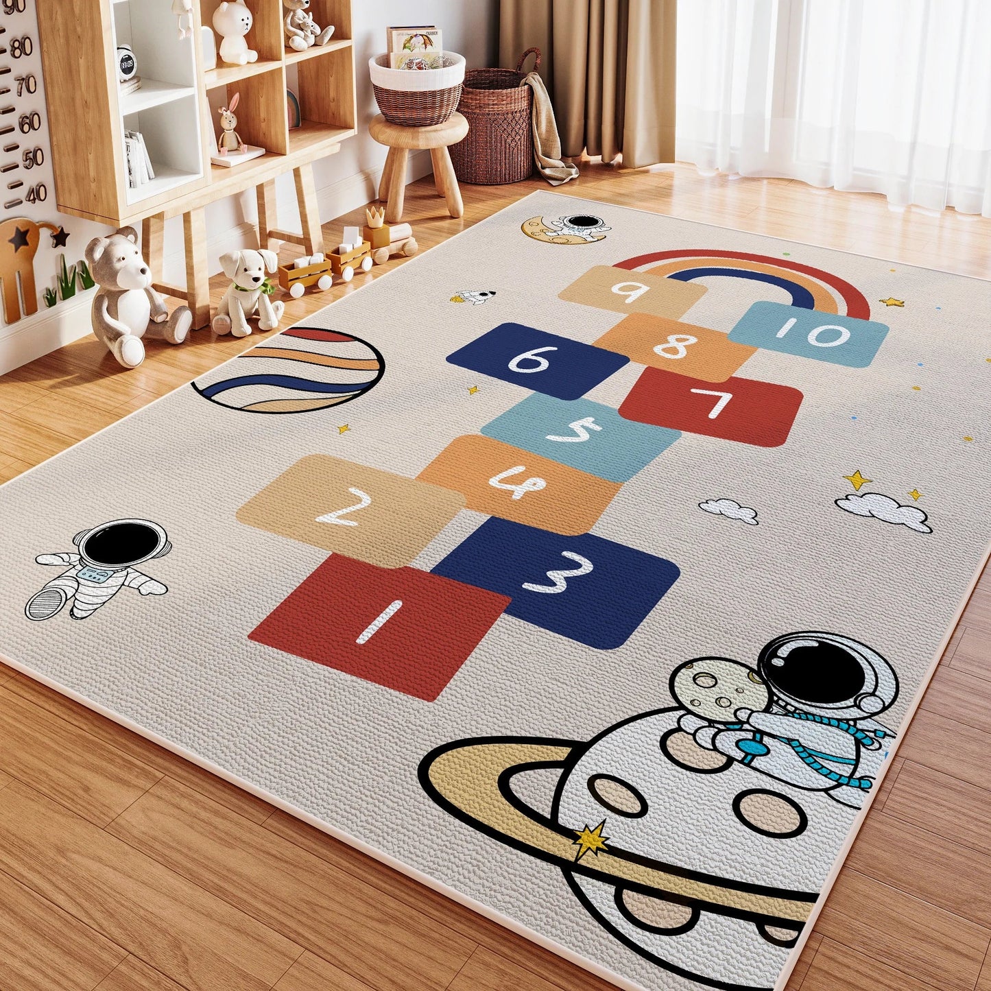Alfombra de Pelo Cristal de VIKAMA para Habitación Infantil, Resistente a las Manchas, Lavable, para Dormitorio, Cama, Juego, Sala de Estar, Alfombra de Gateo, Decoración del Hogar
