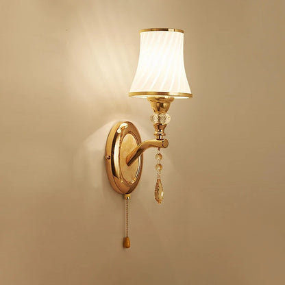 Nordic LED Wall Sconce with Switch Glass Shade Bedroom Bedside Living Room