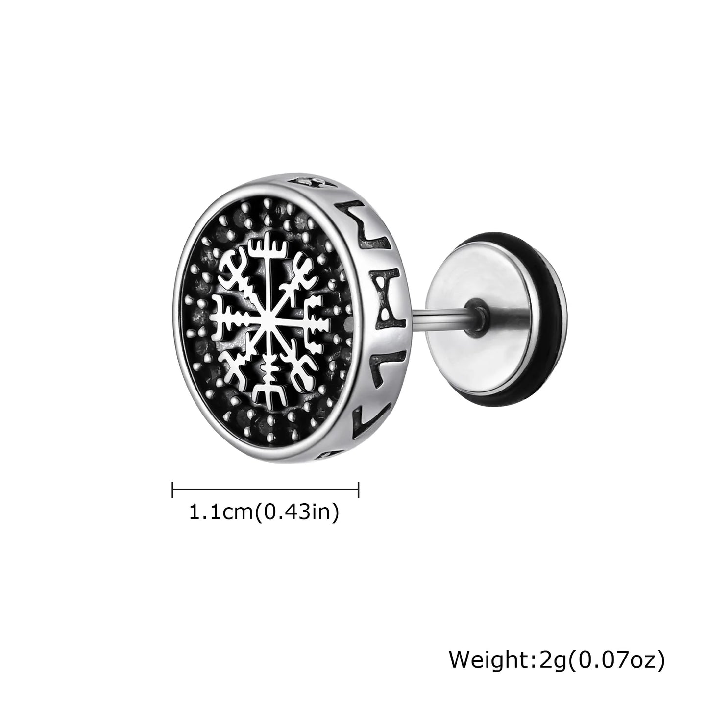 Vintage Men's Compass Stud Earrings | Stainless Steel Eight-Pointed Star Fashion Jewelry