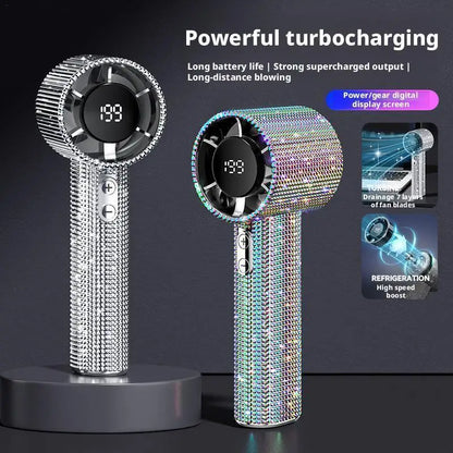 Portable Hand Fan High-Speed Turbo Misting Fan with Rechargeable Design