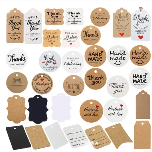 100pcs Handmade Kraft Gift Tags with Hemp Rope | Blank Price Tags for DIY Gift Wrapping