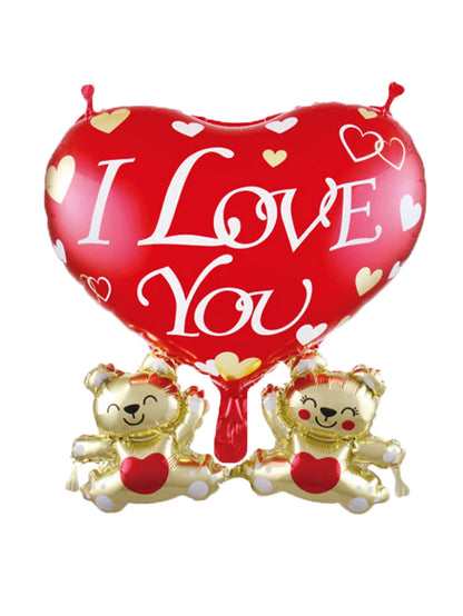 Heart to Heart Love Bear Balloon | Valentine's Day Decor with Stand