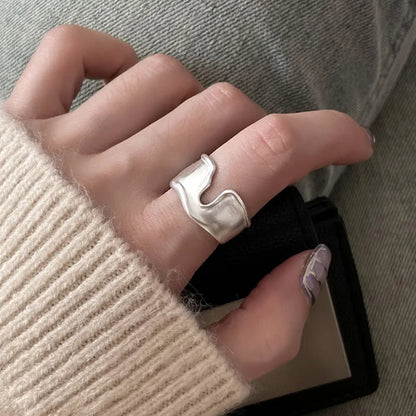 VENTFILLE 925 Sterling Silver Adjustable Rings | Vintage Hip Hop Couples Jewelry