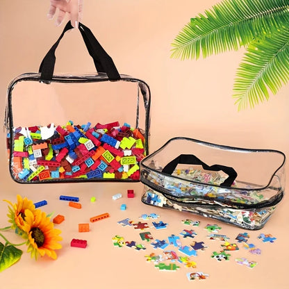 4pcs large toy storage bags multi-purpose zipper transparent PVC waterproof suitcase, suitable for building blocks