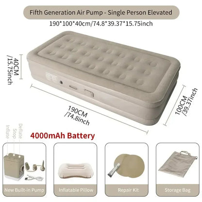 Air Mattress with Built-In Pump Self-Inflating Double Sleeping Pad for Camping Indoors