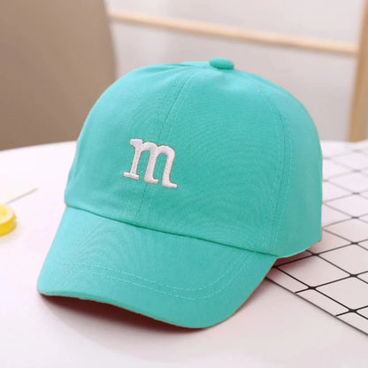 Kids Unisex Baseball Cap with M Letter Embroidery | Adjustable Cotton Sun Hat