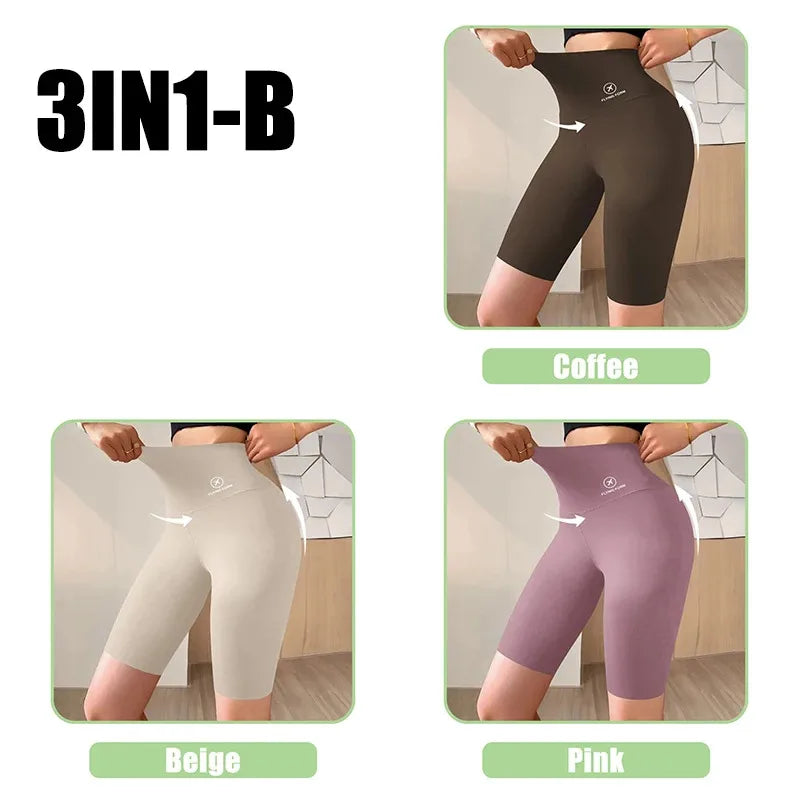 Pantalones Cortos Deportivos de Mujer M-XL Nuevos de Ciclismo Jogging Fitness Cintura Alta Push Up Pantalones Cortos de Gimnasio Mallas Ropa de Yoga