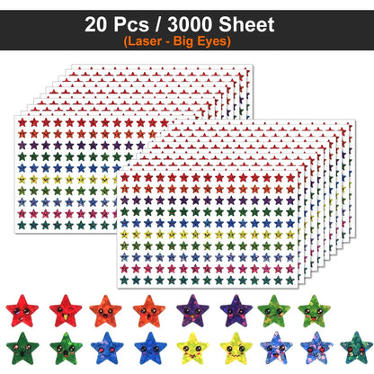 Happy Face Stars Reward Sticker Pack | 450-3000 Sheets for DIY Decor