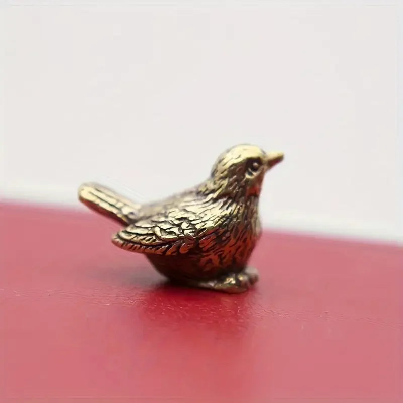 Figurine d'oiseau moineau en laiton élégante – Figurine d'oiseau en laiton massif finement détaillée, pièce de décoration polyvalente pour l'intérieur/l'extérieur, décor sarcelle.