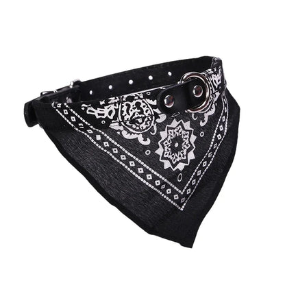 Adjustable PU Dog Cat Collar with Detachable Scarf | Pet Accessories for Small Medium Dogs and Cats