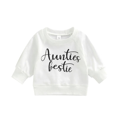 Baby Long Sleeve Sweatshirt – Cotton Blend Letter Print Pullover for Girls, Soft Casual Top