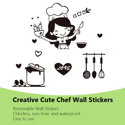 Happy Girl Chef Loves Cooking Wall Sticker | Kitchen and Dining Room Decor